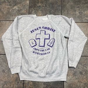 VTG 80’s Jesus Christ Pullover Crewneck Sweatshirt Size Large
